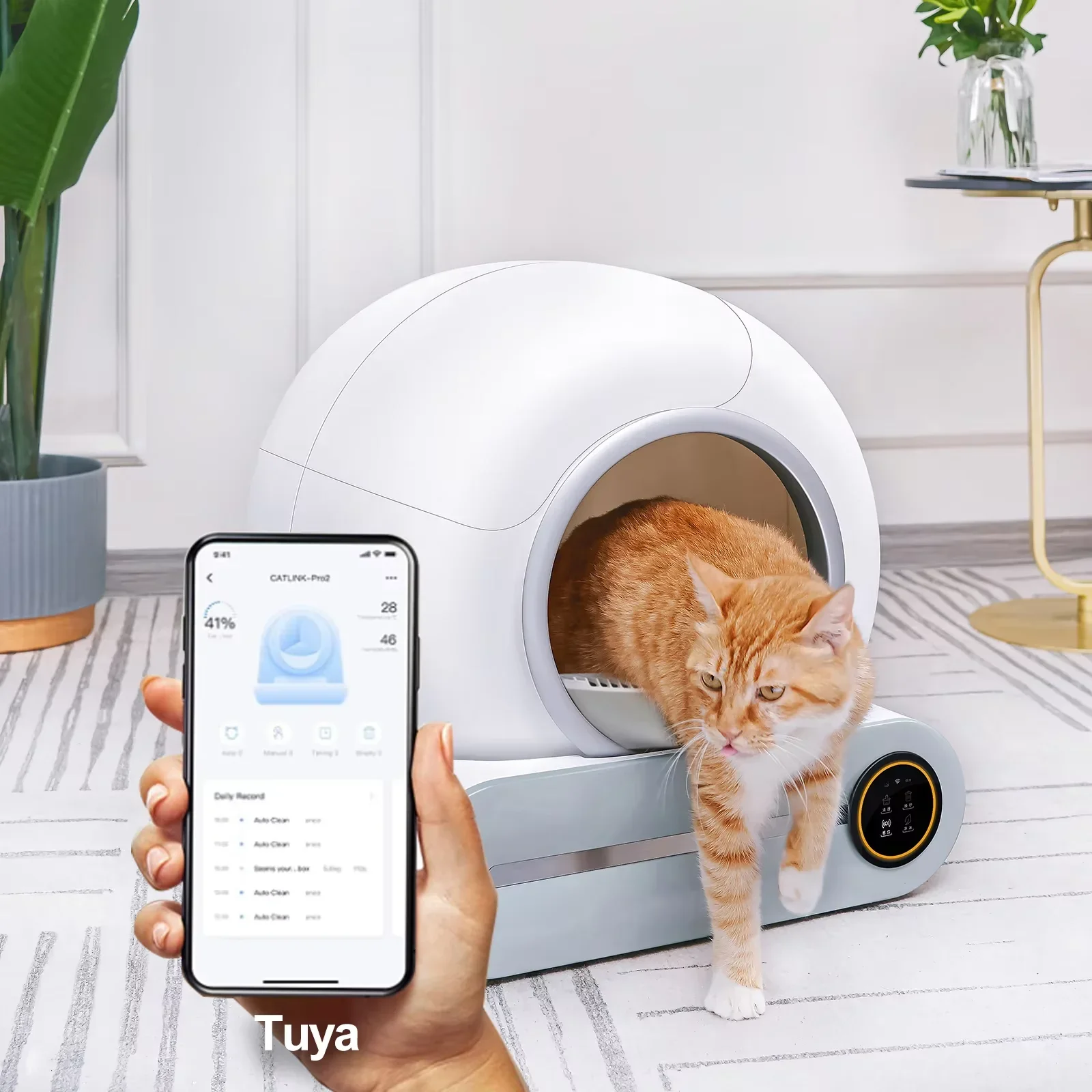 High Quality First Generation  Smart Litter Box Cell Phone APP Remote Control with Litter Leakage Box Automatic Litter Box