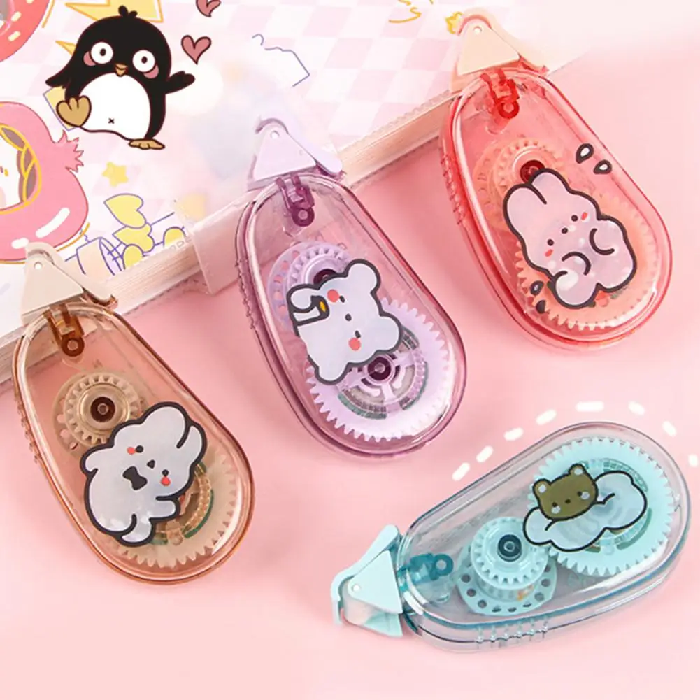 4Pcs Adhesive Tape Roller Cartoon Pattern Scrapbooking Permanent Adhesive Tape Dispenser Runner Double-Sided Tape Roller