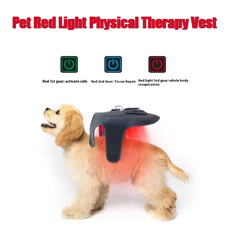 

Pet Red Light Physical Therapy Vest for Cat Dog Chest and Abdomen Hot Pack Chest and Back Strap for Post-Operative Pain Relief