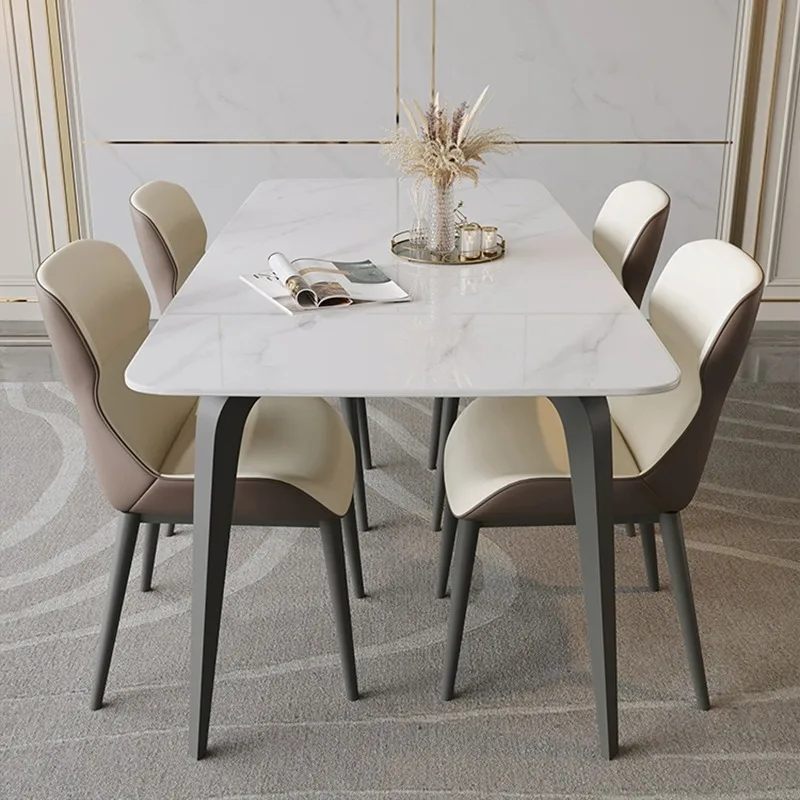 Factory Direct 2026 Top Mesa de comedor y sillas de pizarra, tamaño pequeño para el hogar, simplicidad moderna, mesa de comedor