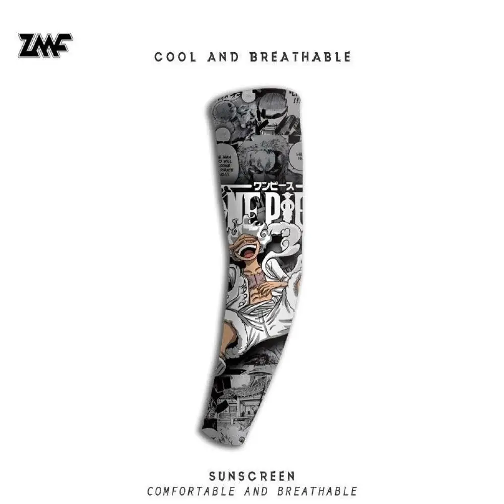 One piece Ice Silk Sports Arm Sleeves Luffy Cycling Sun Uv Protection Outdoor Travel Running Gym Fitness Cool Summer Arm Sleeves