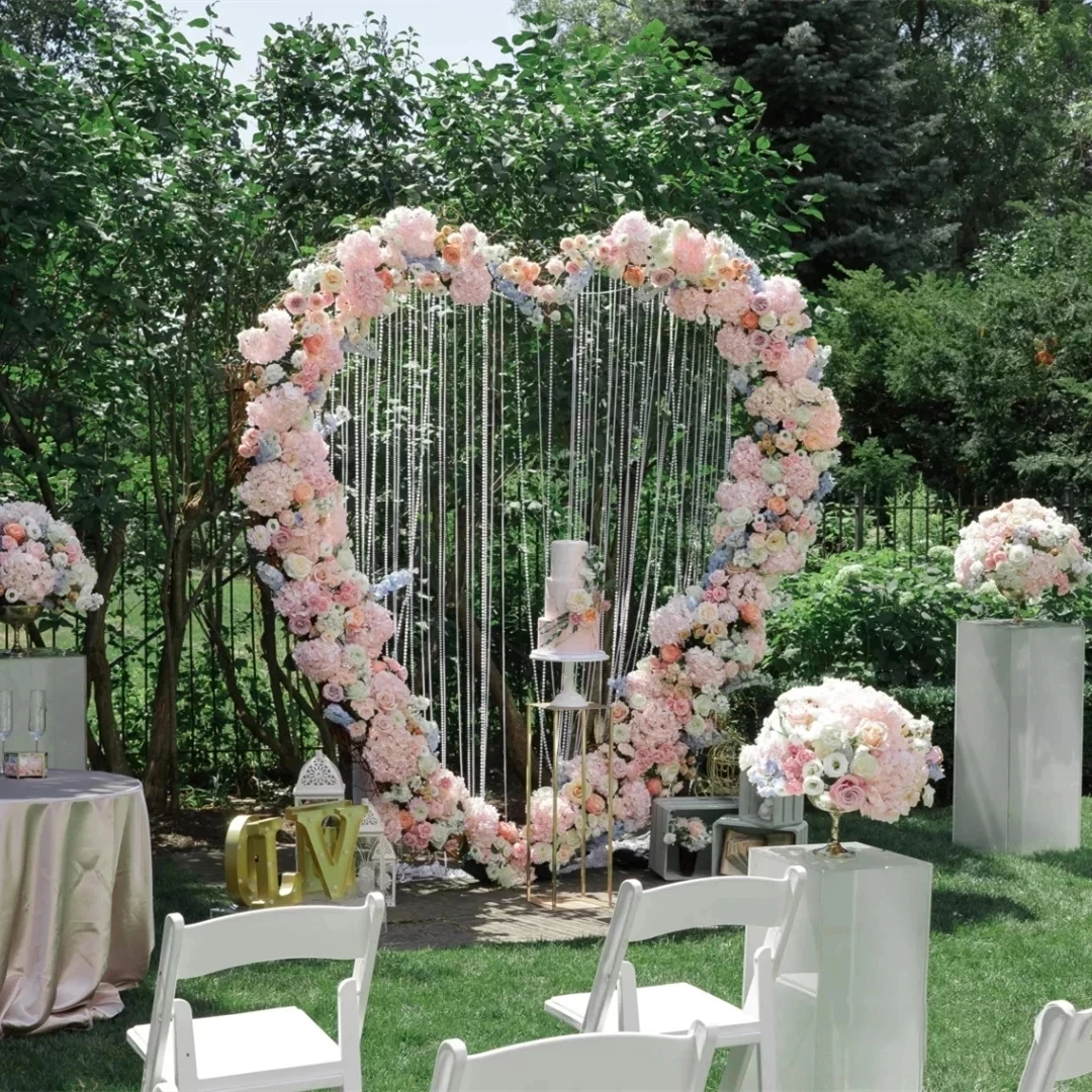 Eiserner Liebesbogen-Ständer, herzförmiger Rahmen, Hochzeitshintergrund, Bühnendekoration, Party-Event, Blumendekoration, Requisiten, 2 m – Detail 2