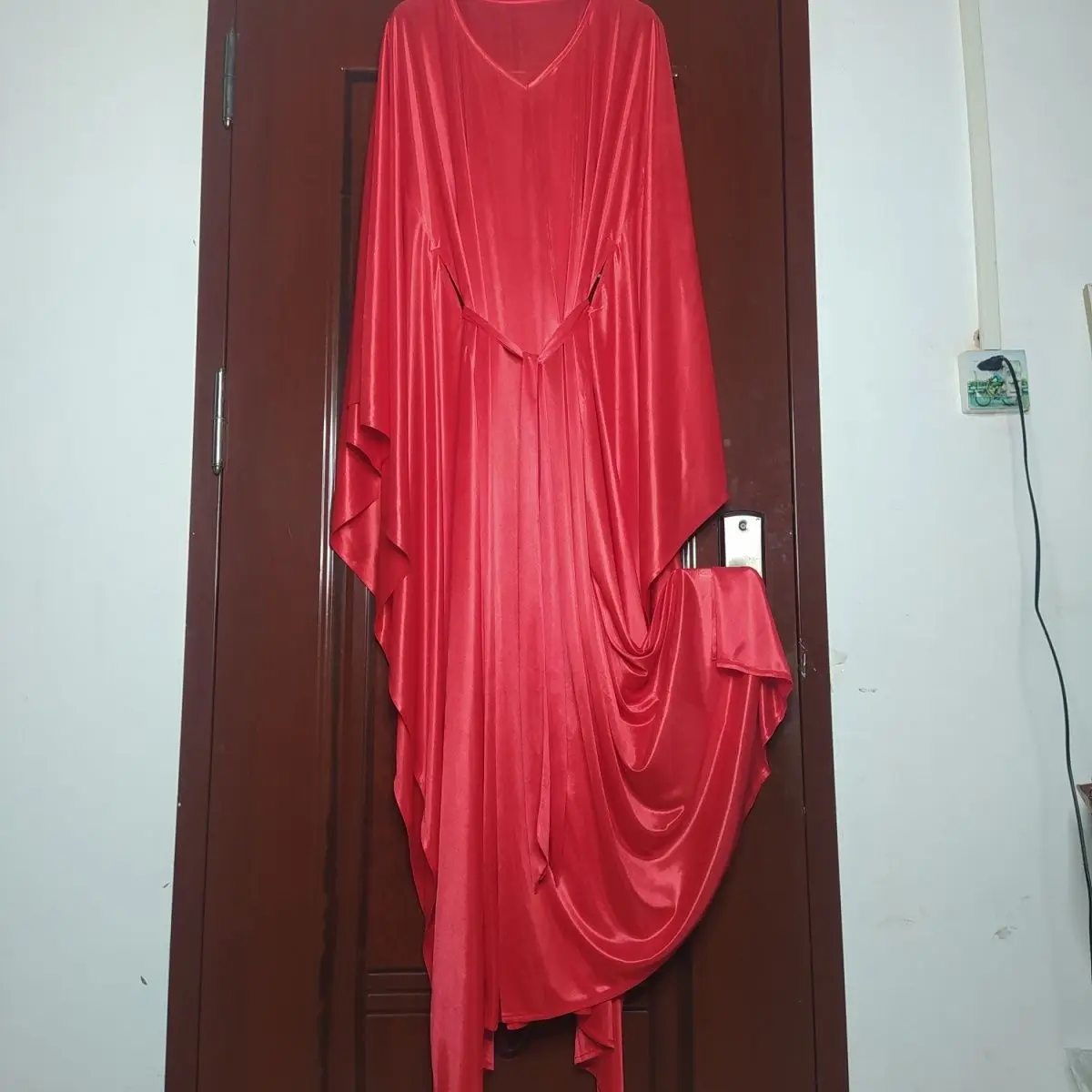 Glossy Sexy Women Satin Long Dress Batwing Sleeve Loose Night Dress Plus Size Sleeping Robe