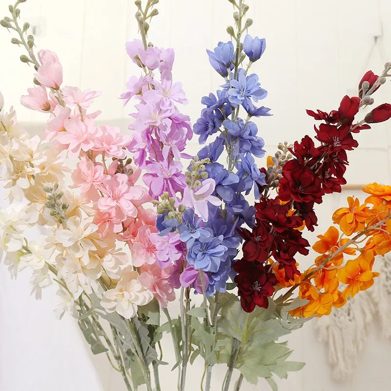 

6pcs Blue Delphinium Artificial Flowers Long Stem Larkspur for Wedding Centerpieces Floral Arrangements Home Vase Decor