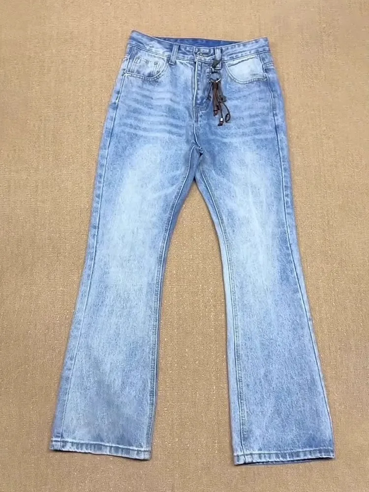

Slim Fit Blue Jeans Men's Straight Leg American High Street Vibe Elastic Micro Flared Pants Youth Trend Spring Collection