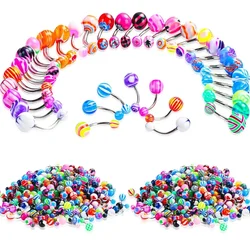 Fashion Mix Color Acrylic Stainless Steel Belly Button Piercing for Women Girls 30/50PC Navel Ombligo Piercing Body Jewelry