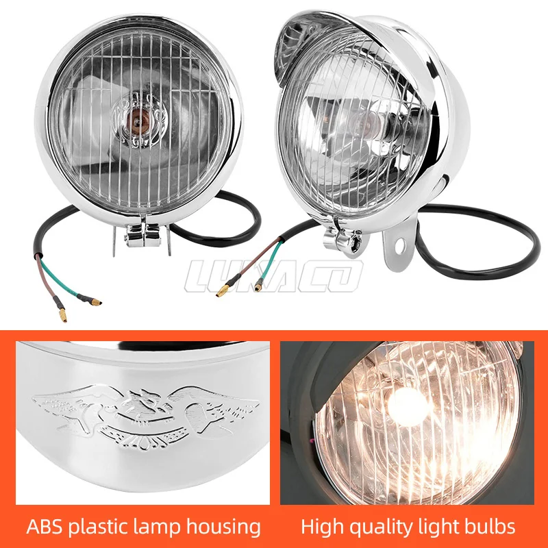 Motorcycle Halogen Headlight Passing Fog Light Front Lamp Universal For Harley Touring Bobber Chopper Custom Honda Yamaha Suzuki