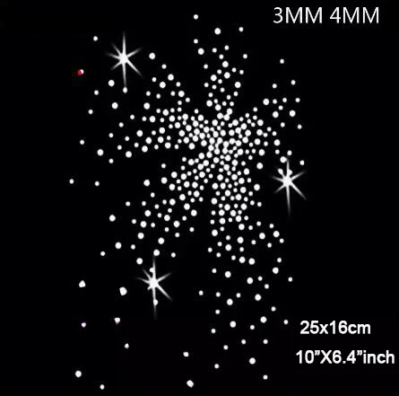 4pcs/lot(25x16cm) Scattered Stars Hotfix Rhinestone Heat Transfer Rhinestone for Embellishment Iron on DIY Accessories(SSA-3288)