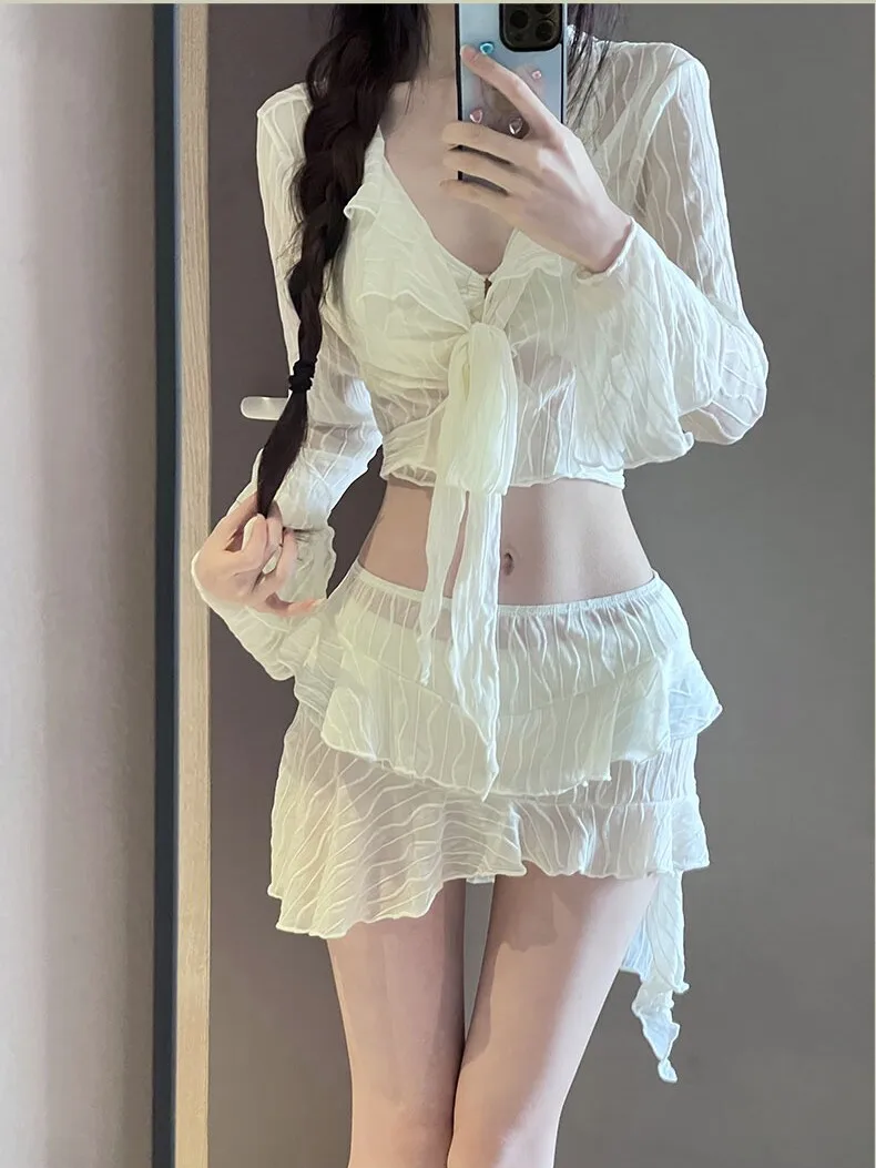 

Женский комплект бикини из четырех предметов: сексуальный раздельный купальник с эффектом похудения, для отпуска, горячих источников, зимы, с термоизоляцией