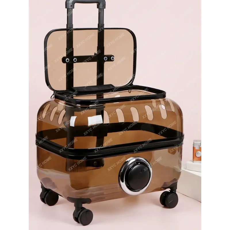 

Cat Bag Portable Pet Trolley Case Dog Trolley Space Capsulet Luggage Large Capacity Transparent Backpack cage house