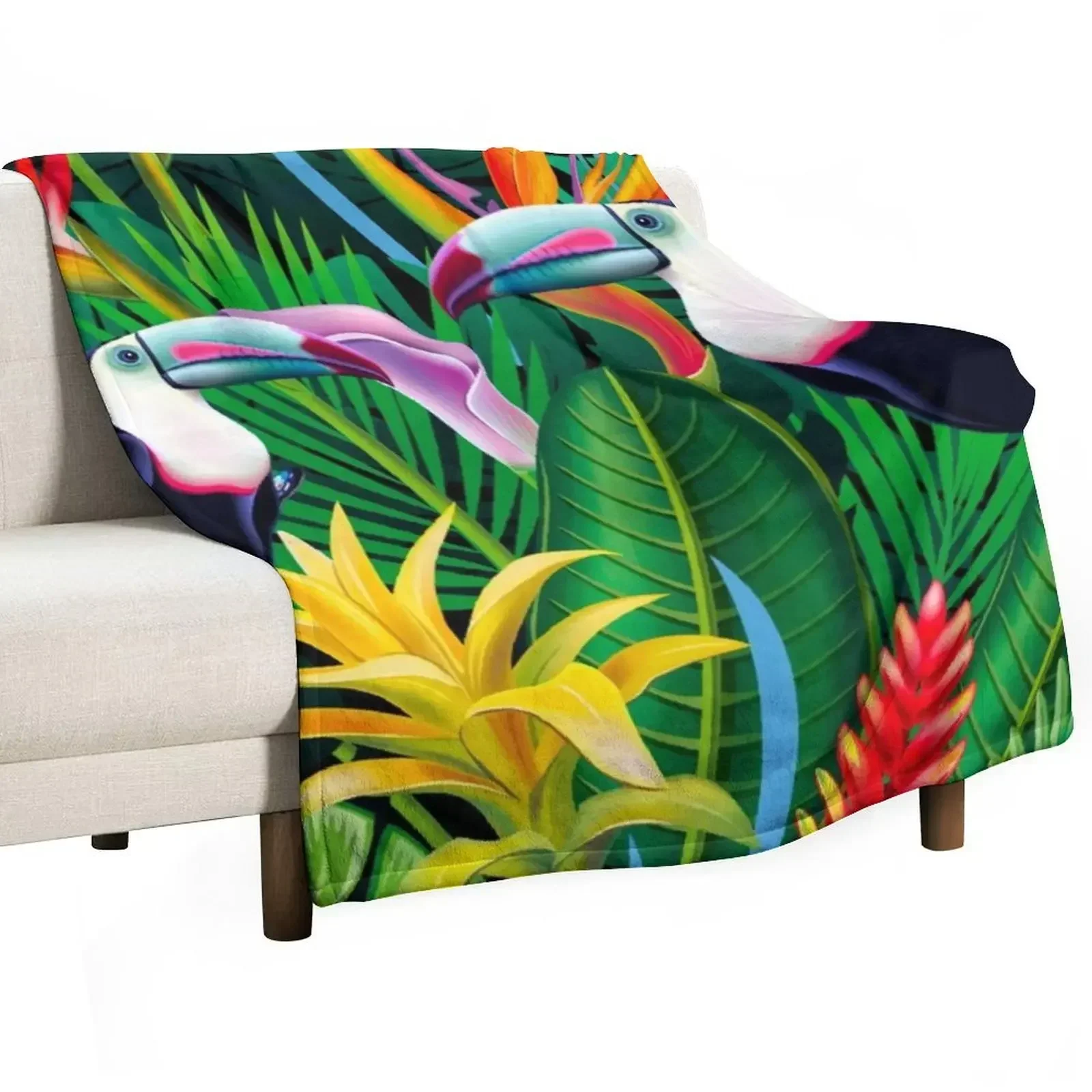 

Tropical Toucans Pattern Throw Blanket Quilt Thermals For Travel Bed Sofa Throw Blankets