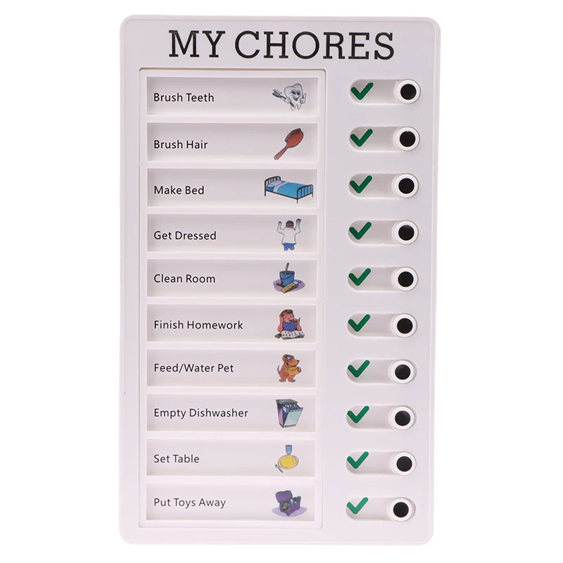 Reusable My Chores Checklist Daily Planner Memo Plastic Board Chore Chart Responsibility Behavior For Kid Self-Discipline Card