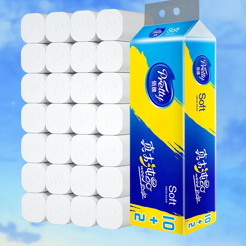 

12 Rolls of Full Box of Roll Paper Five Layers of Thickened Core Roll Toilet Paper Toilet Paper