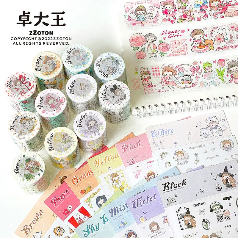 

Zzoton Studio Vintage Colors Girl Washi Tape for Planner Card Making DIY Scrapbooking Plan Decorative Sticker