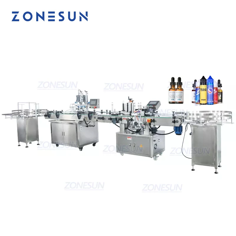 Zonesun ZS-FAL180A8 bomba magnética automática cheia de suco líquido garrafa água enchimento tampando e máquina rotulagem linha