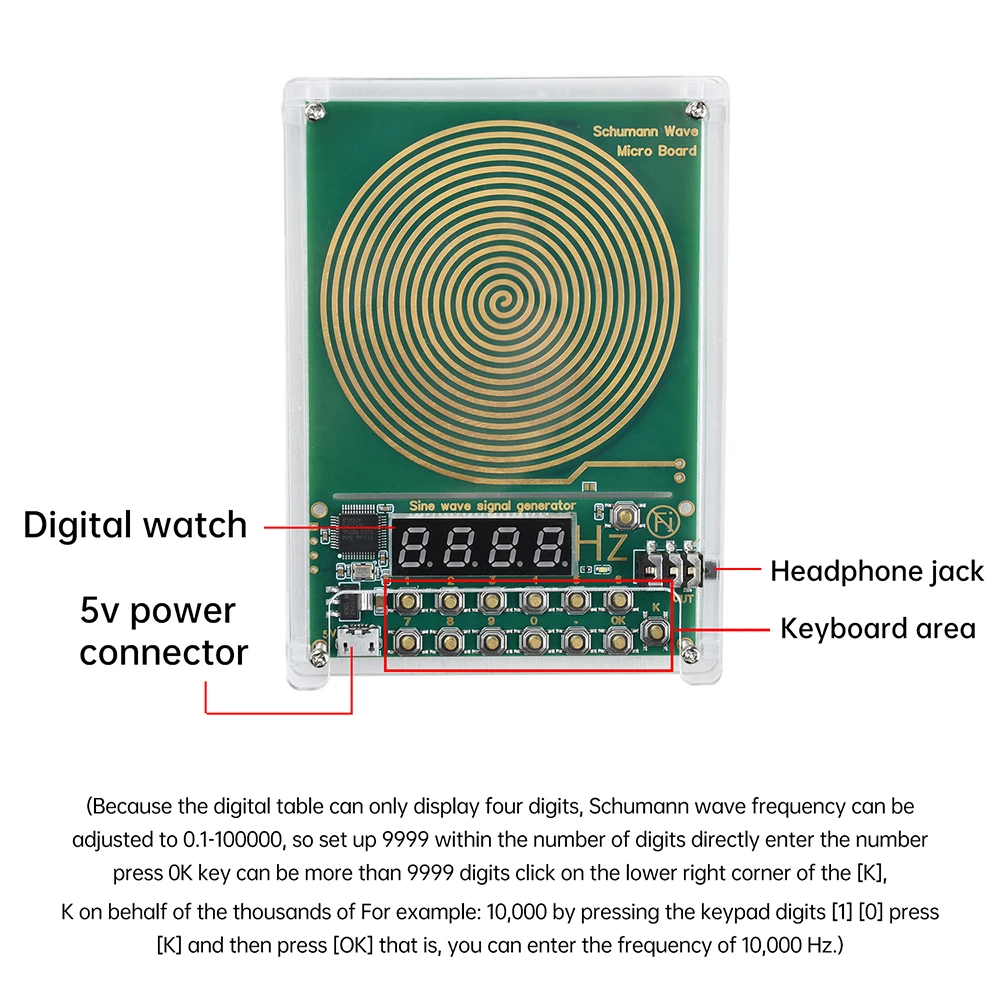DC 5V 0.01Hz-100000Hz Adjustable Frequency 7.83HZ Schumann Wave Generator Sine Wave Signal Generator 3.5MM Audio Resonator image 4