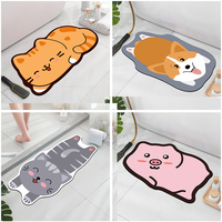 Cartoon Shaped Diatomaceous Earth Mud Quick Drying Floor Mat, Bathroom Absorbent Carpet, Animal Shaped Door Mat, Rubber Anti SLI