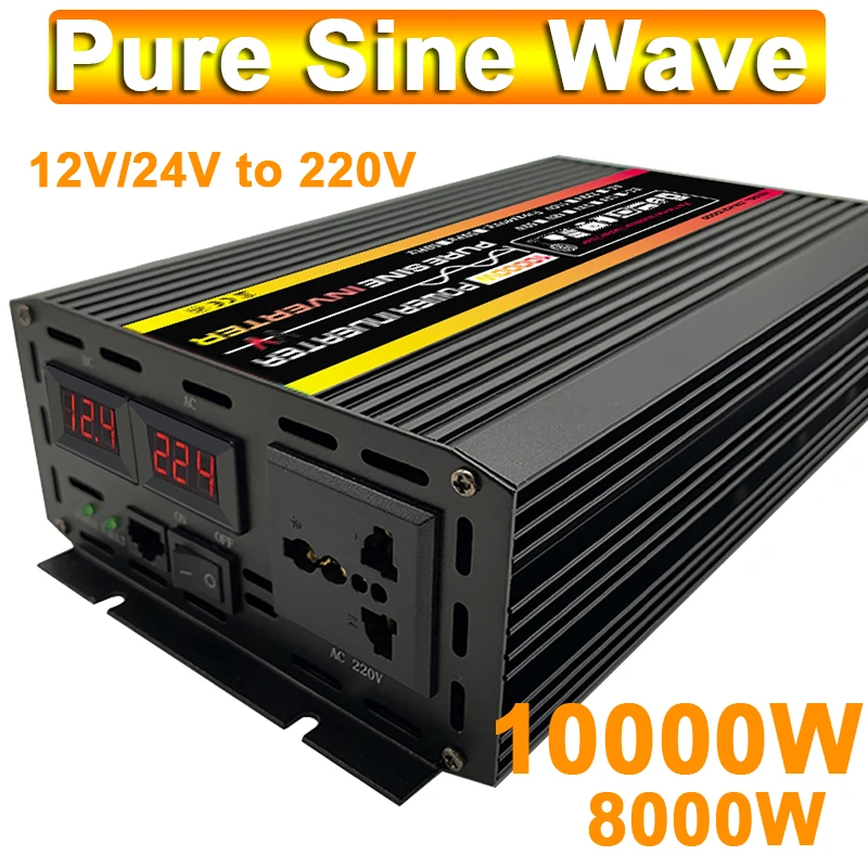 

8000W 10000W Pure Sine Wave Power Inverter 12V 24V To 220V Converter Inverter for Solar System Home Outdoor RV Car 50hz 60hz