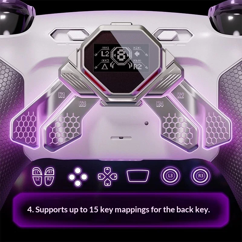 eXtremeRate SPARK Metal 4 Paddles Remap Kit For PS5 DualSense, OLED Display Clicky Trigger Stop Programmable Back Buttons