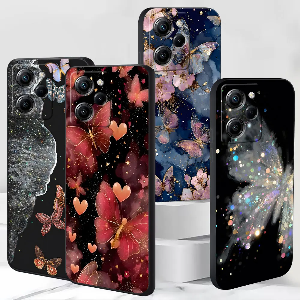 

Romantic Sakura Butterflies Case for Xiaomi Mi 15T 14T 11 Lite 5G NE 13T 10T 11T Pro Black TPU Cell Phone Cover Shell