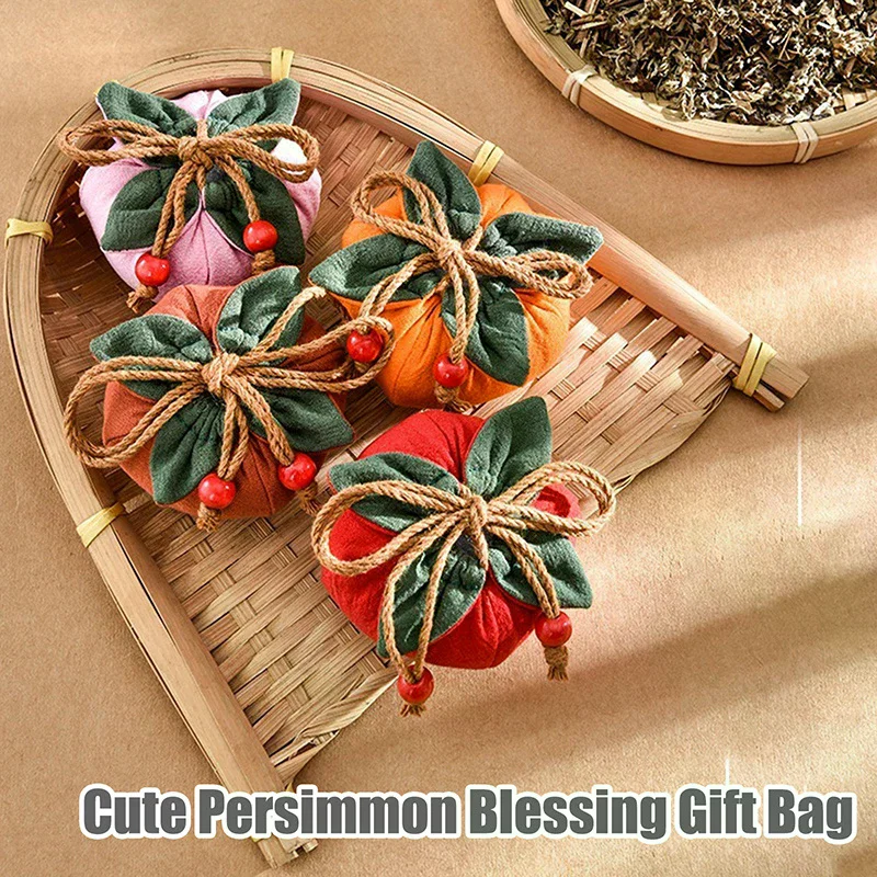 Persimmon Pendant Incense Bag for Car Rearview Mirror Hanging Blessing Purse Good Fortune Charm Empty Bag