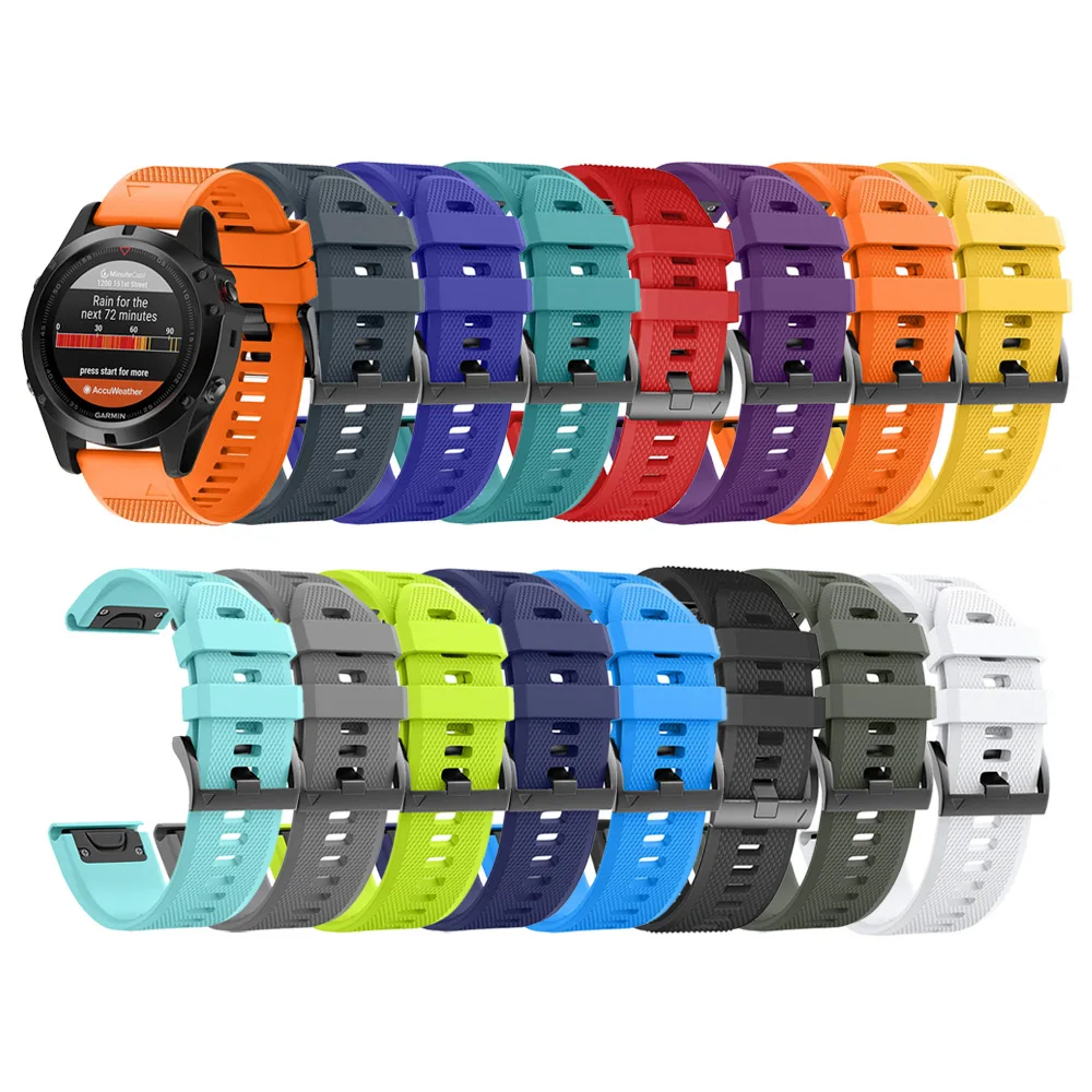 Quickfit 26mm 22mm Watch Band For Garmin Fenix 7 7X 6X 6 Pro 5X 5 Plus Epix Gen 2 Tactix Bravo Strap Silicone Wristband Bracelet