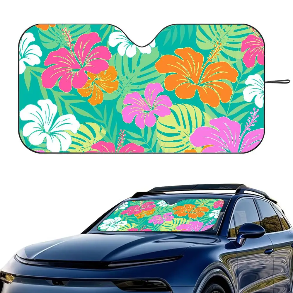 

Aloha Цветочный узор Автомобильный солнцезащитный козырек Лобовое стекло Складной трехслойный изоляционный солнцезащитный козырек от присоски Блоки УФ-лучей Солнце