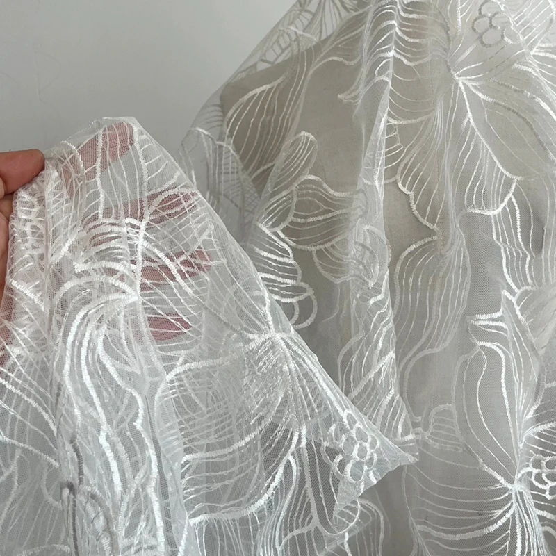 Wedding Dress, children's Clothing, Performance Dress, Dress Fabric, Creative Oversized Lotus Flower Embroidery Fabric view 2