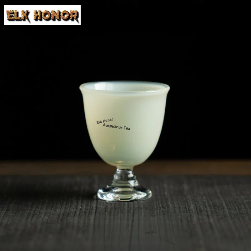 50ml Moonlight White High-foot Glass Teacup Aesthetic Tea Bowl Water Jug Tea-tasting Smelling Cup Jianzhan Master Cup Drinkware