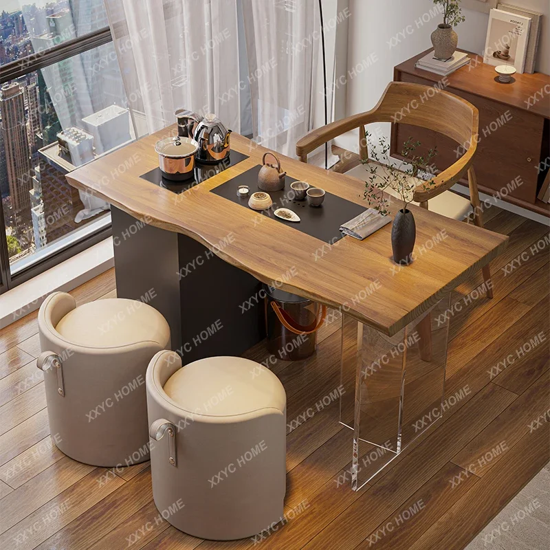 

New Chinese Style Solid Wood Balcony Tea Table and Chair Set High-End Living Room Home Use Premium Tea Table