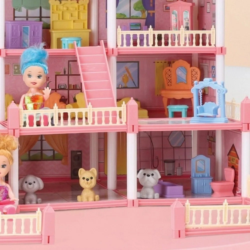 

Креативный 3D набор кукольного домика со светодиодной подсветкой, миниатюрная мебель, игрушки для ролевых игр, игрушка в подарок, дом виллы для детей