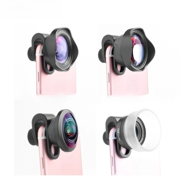 Mobile phone universal external lens, professional photography four-piece set lens, wide-angle macro fisheye telephoto SLR