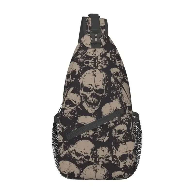 Horror Skeleton Gothic Death Skull Sling Crossbody Chest Bag Men Fashion Shoulder Backpack for Hiking