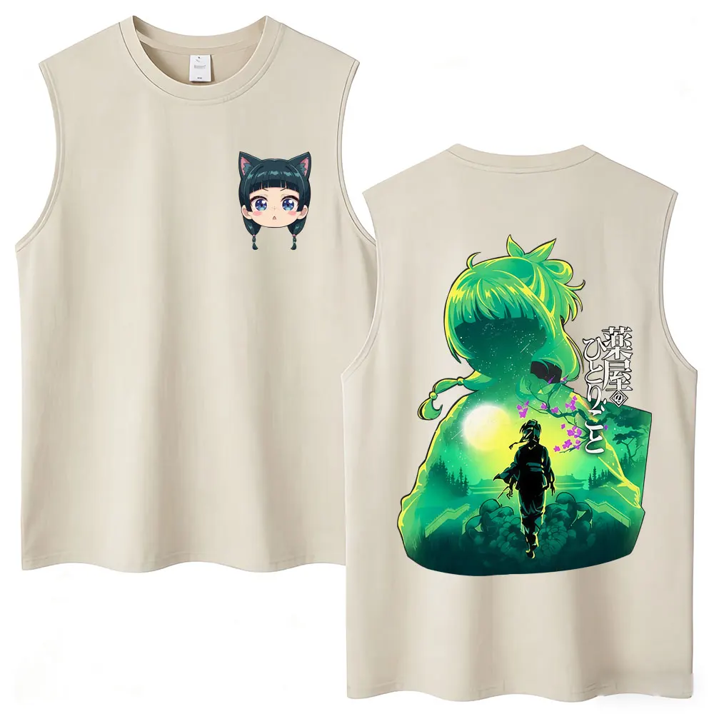 Hot Washed Anime Maomao The Apothecary Diaries Tank Tops Men Women Vintage Manga Sleeveless Vests Oversized Cotton Hipster Tees