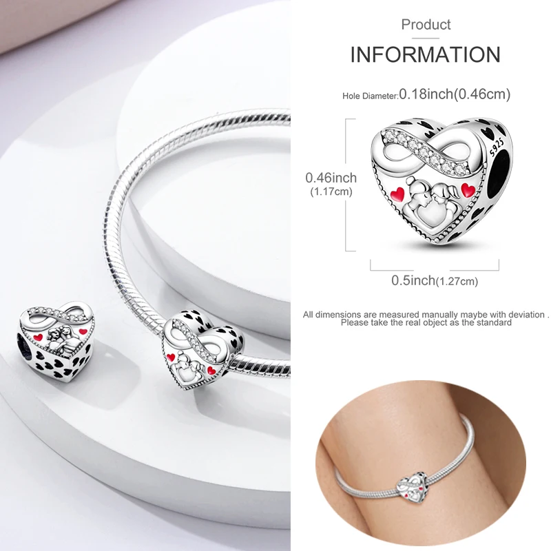 Hot Love Heart Shaped Charms 925 Sterling Silver Family Love Friendship Charms Fit Original Bracelet Bangle Women Jewelry Gifts
