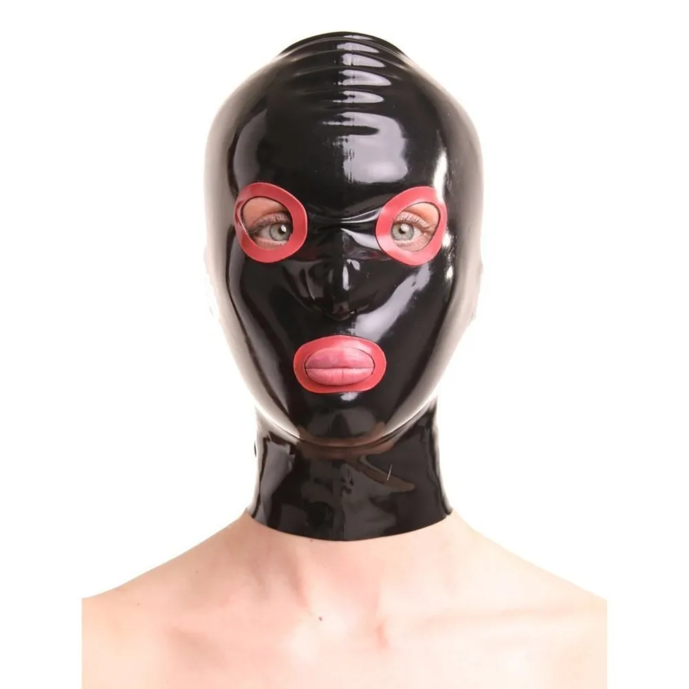

Black Latex Hood, Rubber Mask, Back Zipper