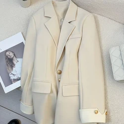 Women's Clothing Trendy Solid Color Button Pockets Long Sleeve Cardigan Casual Formal Coats Spring Autumn Turn-down Collar Tops