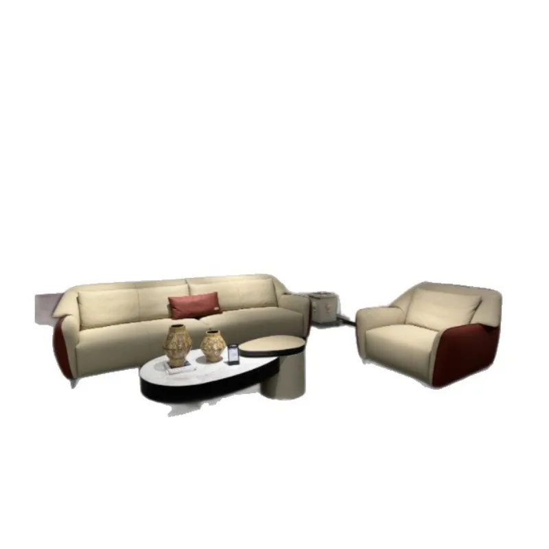 

Italian minimalist first-layer cowhide combination sofa Modern simple straight-row sofa