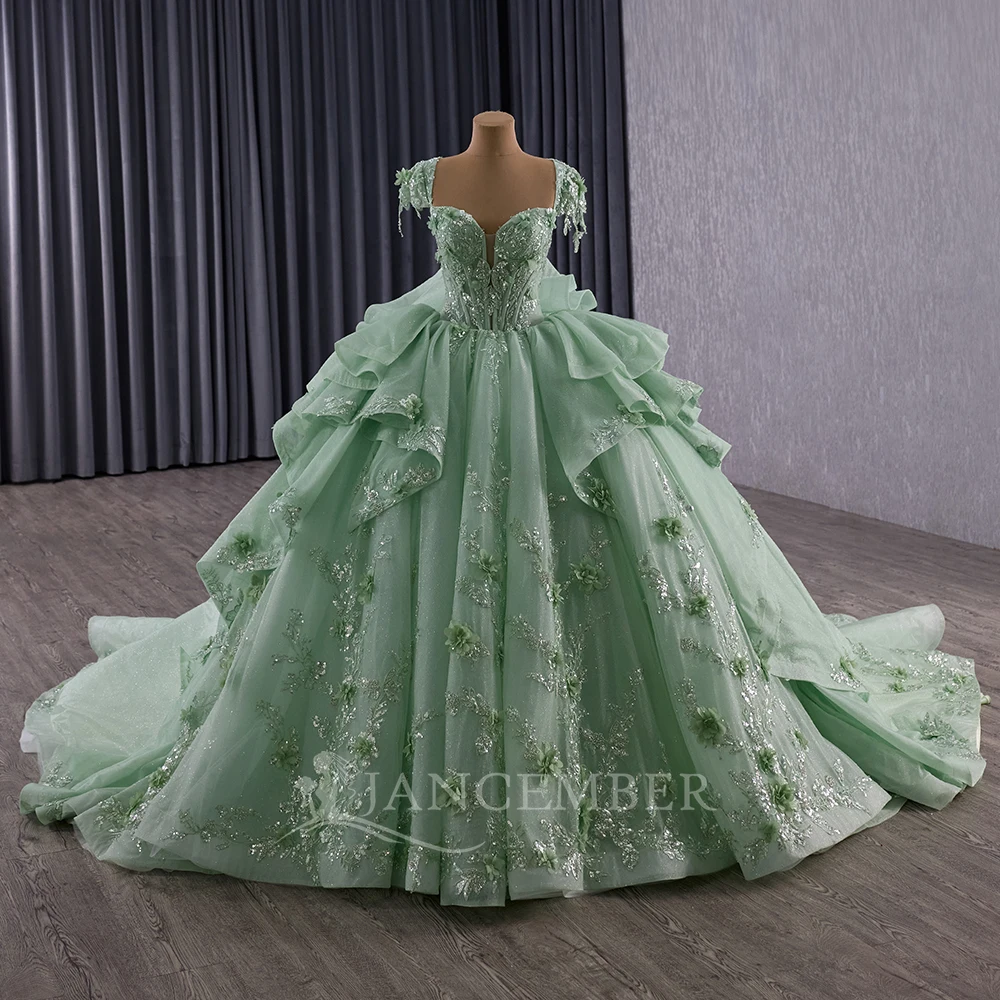 

Shiny Scoop Beaded Quinceanera Short Sleeves Crystals Princess Corset Dresses Beads Ball Gown Customized vestido quinceañeras