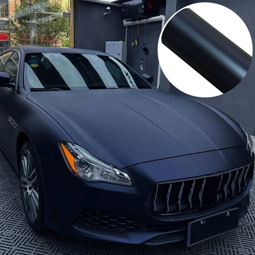Matte Black Blue Car Sticker Auto Wrapping Film Color Change Vinyl PET Bubble Free PVC Decorative Decals Car Accessories Kit