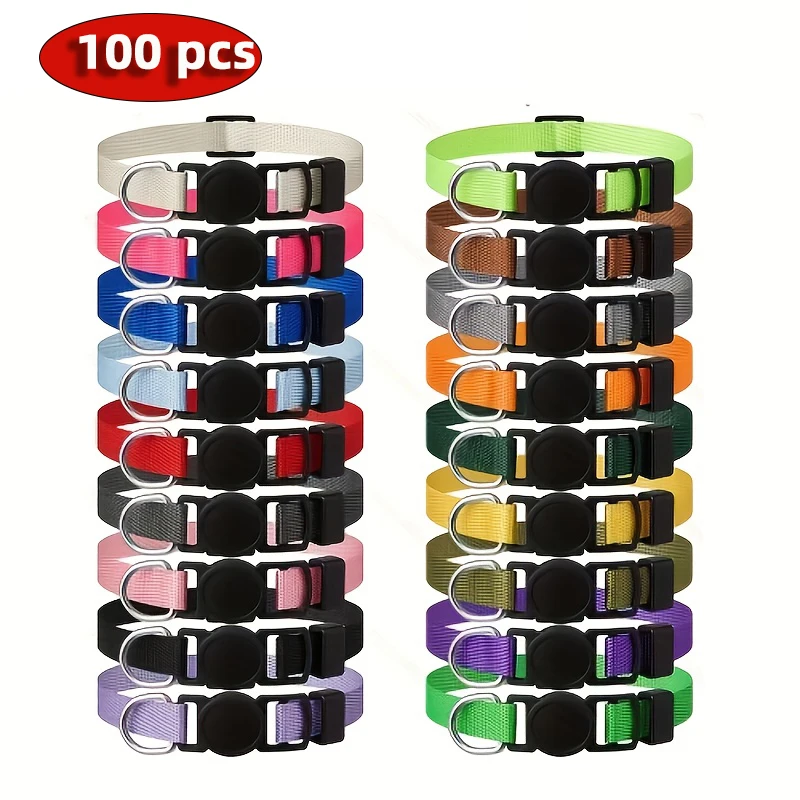 Random Color Anti-Choking Cat Collar, Adjustable Pet Collar in Multiple Colors