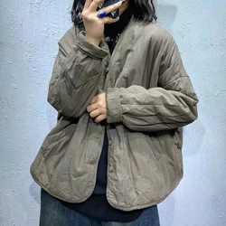 Cotton Padded and Thickened Single-breasted Parkas Coat 2024 Autumn Winter Loose Fitting Simple Korean Women's Quilted Jacket