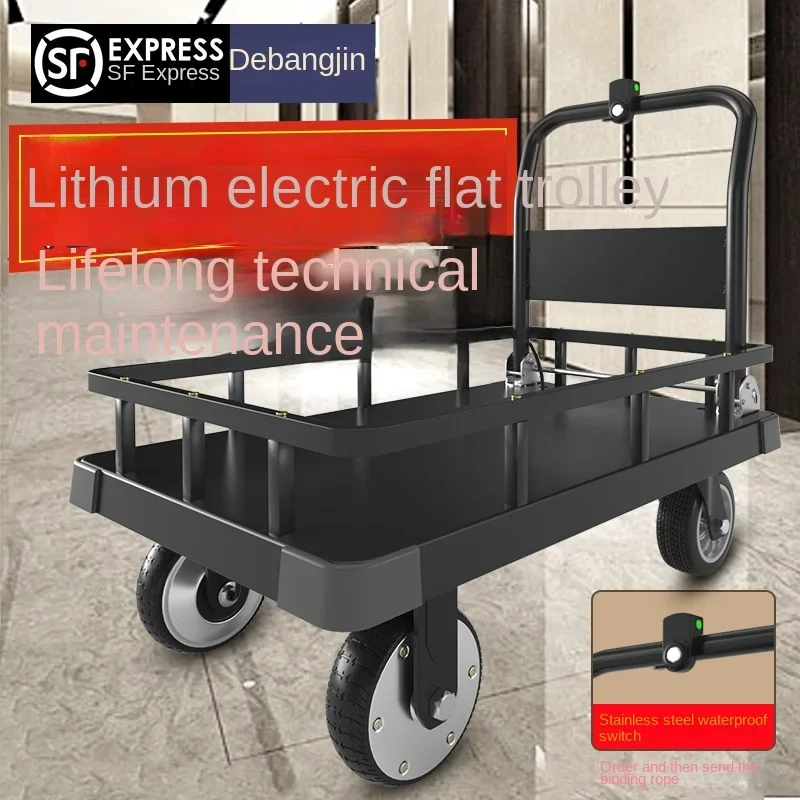 Tll Xuyi Elektrische Vierwielige Platform Trolley Trolley Opslag Lift Bewegende Aanhangwagen Vouwen