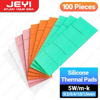 JEYI 100-Pack Thermal Conductive Silicone Pads, M.2 SSD NVMe NGFF Thermal Pad for PC Laptop Heatsink/GPU/CPU/LED Graphics Card