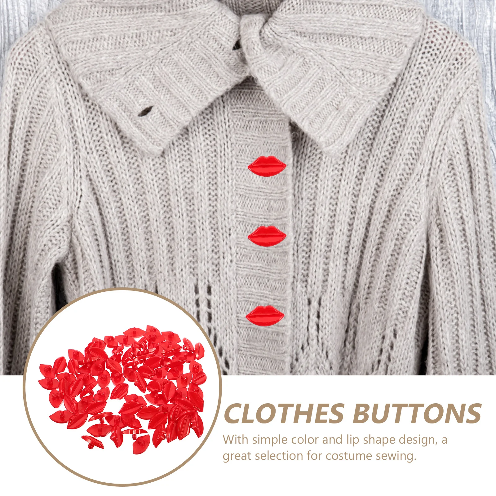 

100Pcs Lip Shape Plastic Buttons Sturdy Smooth Clothes Replacement Buttons for Sewing Craft DIY Accessories Plastic Button