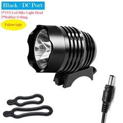 Yellow Light Bike Lamp Head USB/DC T6 Led Bicycle Spotlight MTB Headlight Cycling Night Ride Lighting Multi-Color Shell optional