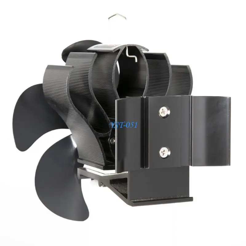 E15A 5 شفرات مطورة تعمل بالطاقة الحرارية مروحة مدفأة هادئة وفعالة لسجل الخشب بيليه صديقة للبيئة تدفق هواء أكبر BG602 #3