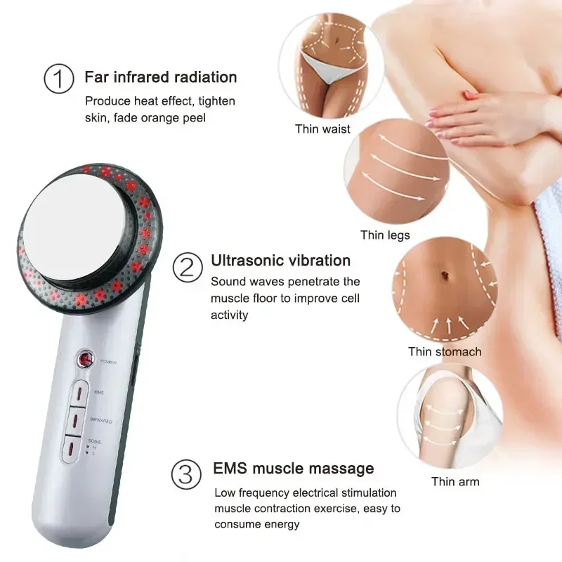 3 IN 1 EMS Body Slimming Massager Ultrasonic Cavitation Weight Loss Machine Anti Cellulite Fat Burner Infrared Slimming Machin