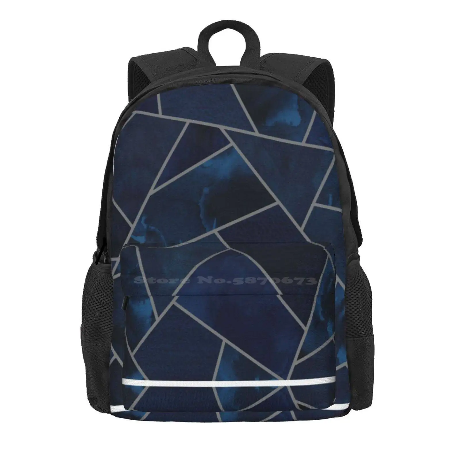 Navy & Grey Geo Hot Sale Schoolbag Backpack Fashion Bags Abstract Pattern Navy Grey Geometric Texture Modern Contemporary