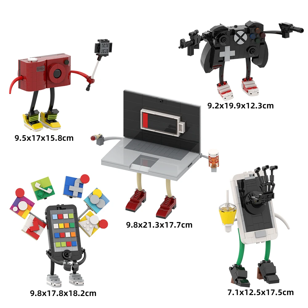 Moc telefone computador câmera retro blocos de construção criatividade modelo material escritório tijolos diy montado brinquedo crianças presente